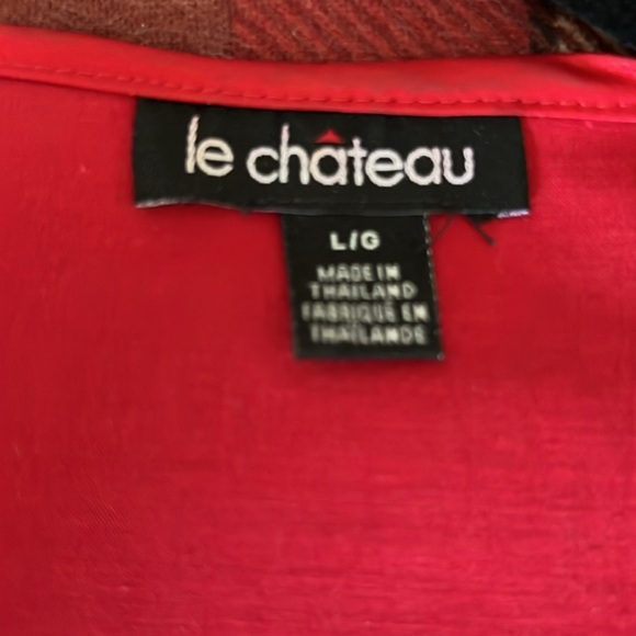 Le Chateau Red Sleeveless Bib Collar Blouse - Picture 3 of 3